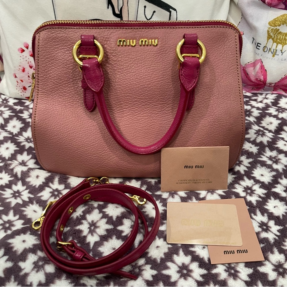 SOLD already! Miu Miu Madras Bi-color Baulleto Top handle 2 way crossbody bag